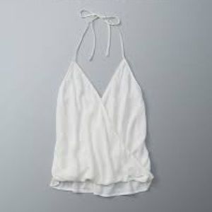 Abercrombie white wrap front halter top